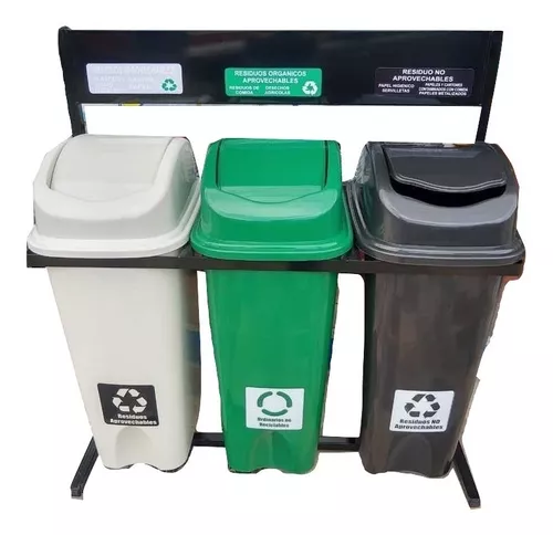Set Punto Ecológico De 3 Papeleras Capacidad Mínima De 35 Litros
