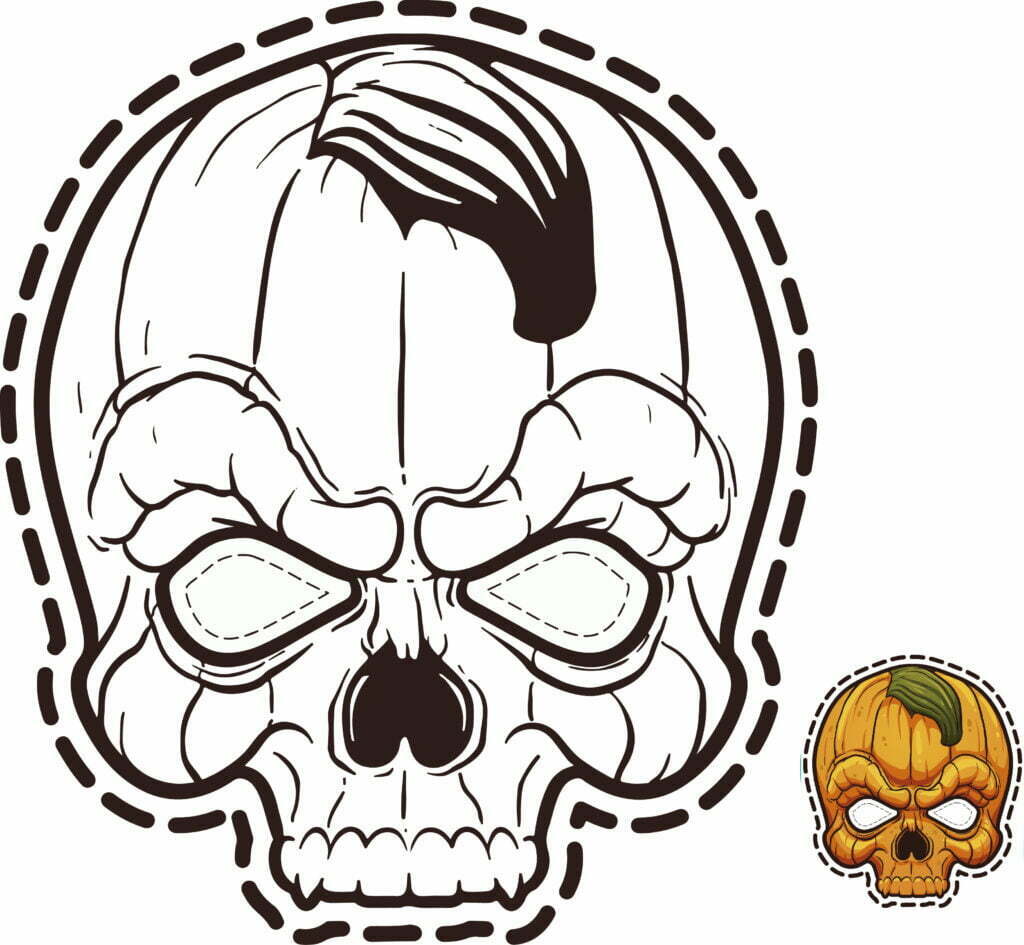 Plantilla Tikariy Antifaz de Calabaza para recortar y decorar en Casa